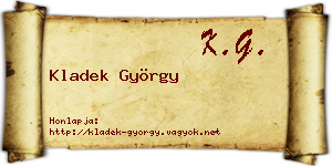 Kladek György névjegykártya