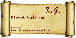 Kladek György névjegykártya